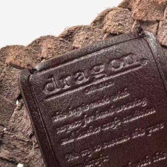 Dragon Diffusion santa croce small woven leather bag in dark brown - Picture 9 of 9